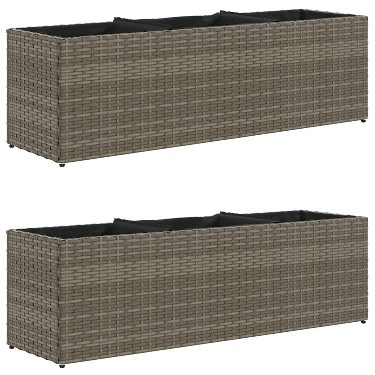 Vidaxx Pflanzgefäße mit 3 Töpfen 2 Stück 105x30x32 cm Polyrattan grau