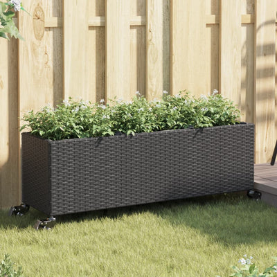 Vidaxx Pflanzgefäße mit Rädern 2 Stk. 107x32x38 cm Polyrattan schwarz
