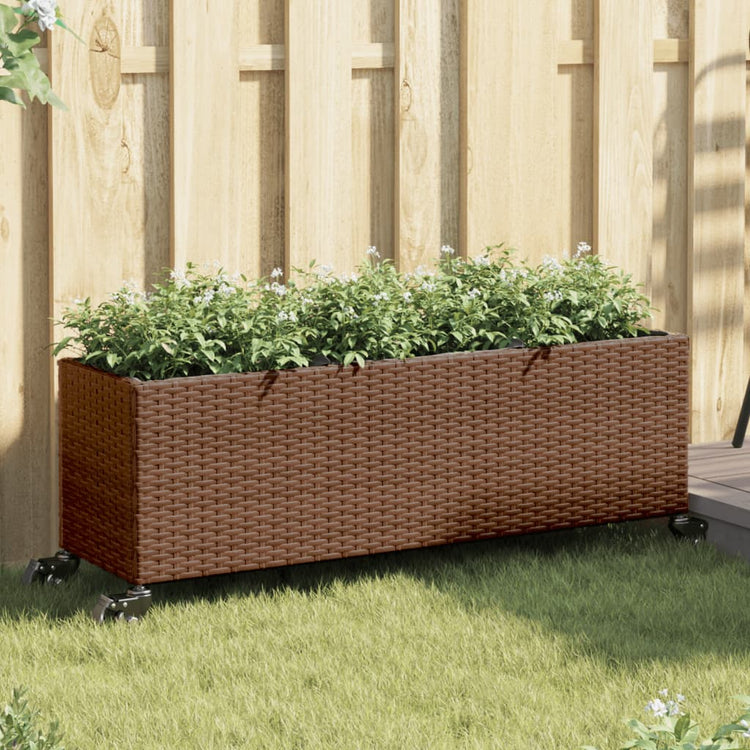 Vidaxx Pflanzgefäße mit Rädern 2 Stk. 107x32x38 cm Polyrattan braun