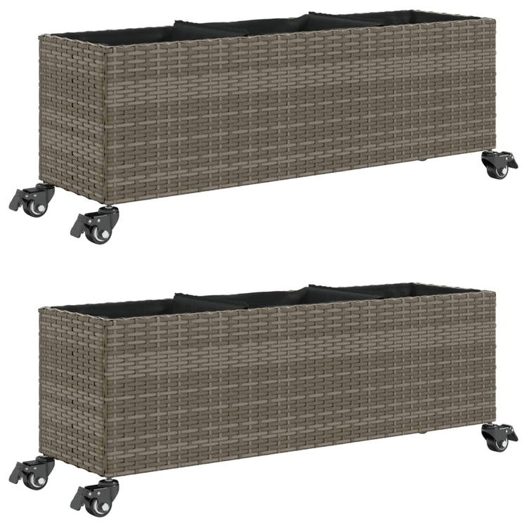 Vidaxx Pflanzgefäße mit Rädern 2 Stk. 107x32x38 cm Polyrattan grau