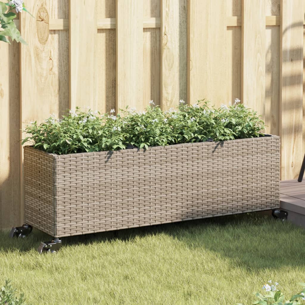 Vidaxx Pflanzgefäße mit Rädern 2 Stk. 107x32x38 cm Polyrattan grau