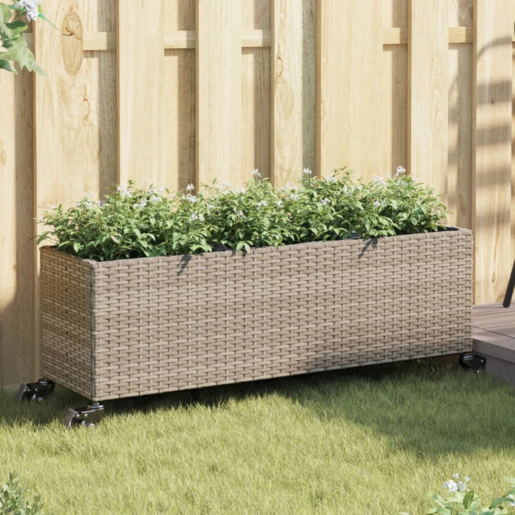 Vidaxx Pflanzgefäße mit Rädern 2 Stk. 107x32x38 cm Polyrattan grau