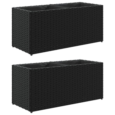 Vidaxx Pflanzgefäße mit 2 Töpfen 2 Stk. 72x30x32 cm Polyrattan schwarz