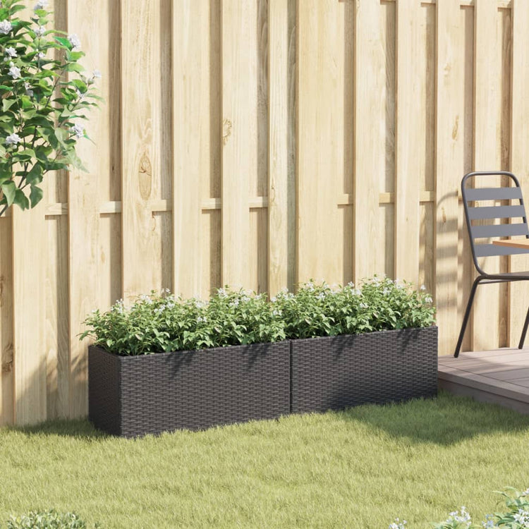 Vidaxx Pflanzgefäße mit 2 Töpfen 2 Stk. 72x30x32 cm Polyrattan schwarz