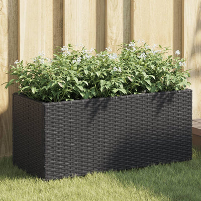 Vidaxx Pflanzgefäße mit 2 Töpfen 2 Stk. 72x30x32 cm Polyrattan schwarz