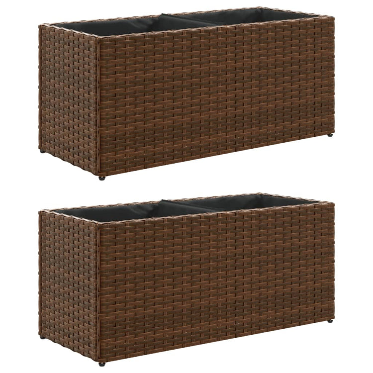Vidaxx Pflanzgefäße mit 2 Töpfen 2 Stk. 72x30x32 cm Polyrattan braun