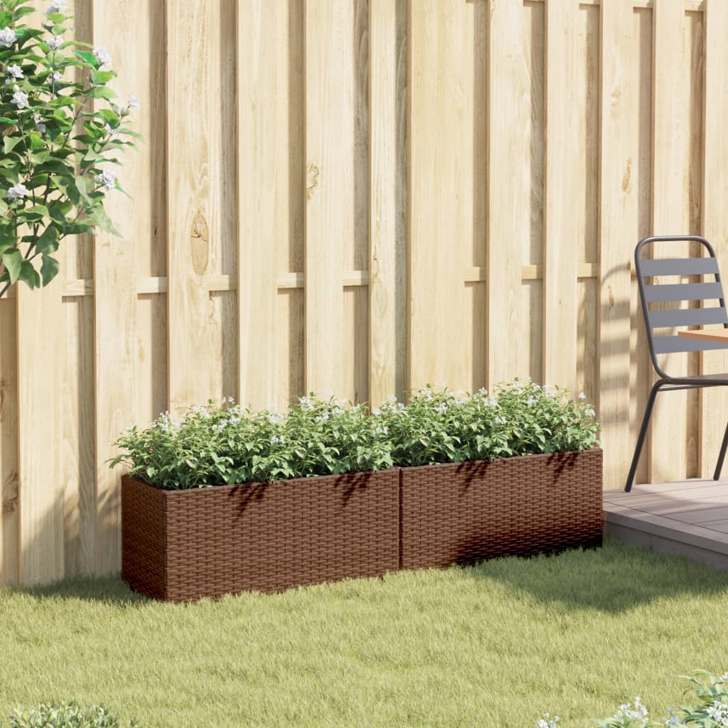 Vidaxx Pflanzgefäße mit 2 Töpfen 2 Stk. 72x30x32 cm Polyrattan braun