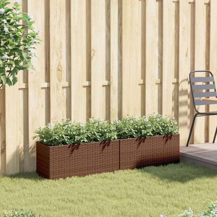 Vidaxx Pflanzgefäße mit 2 Töpfen 2 Stk. 72x30x32 cm Polyrattan braun