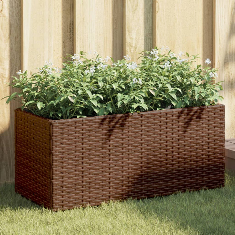 Vidaxx Pflanzgefäße mit 2 Töpfen 2 Stk. 72x30x32 cm Polyrattan braun