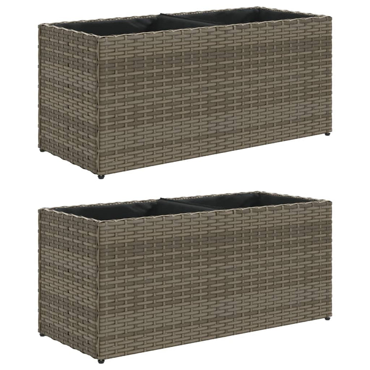 Vidaxx Pflanzgefäße mit 2 Töpfen 2 Stk. 72x30x32 cm Polyrattan grau