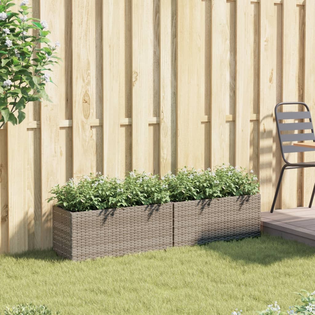 Vidaxx Pflanzgefäße mit 2 Töpfen 2 Stk. 72x30x32 cm Polyrattan grau