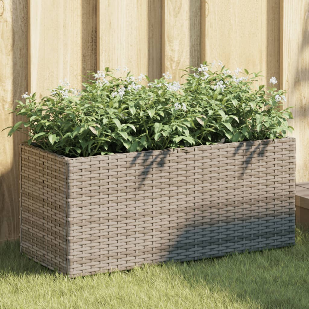 Vidaxx Pflanzgefäße mit 2 Töpfen 2 Stk. 72x30x32 cm Polyrattan grau