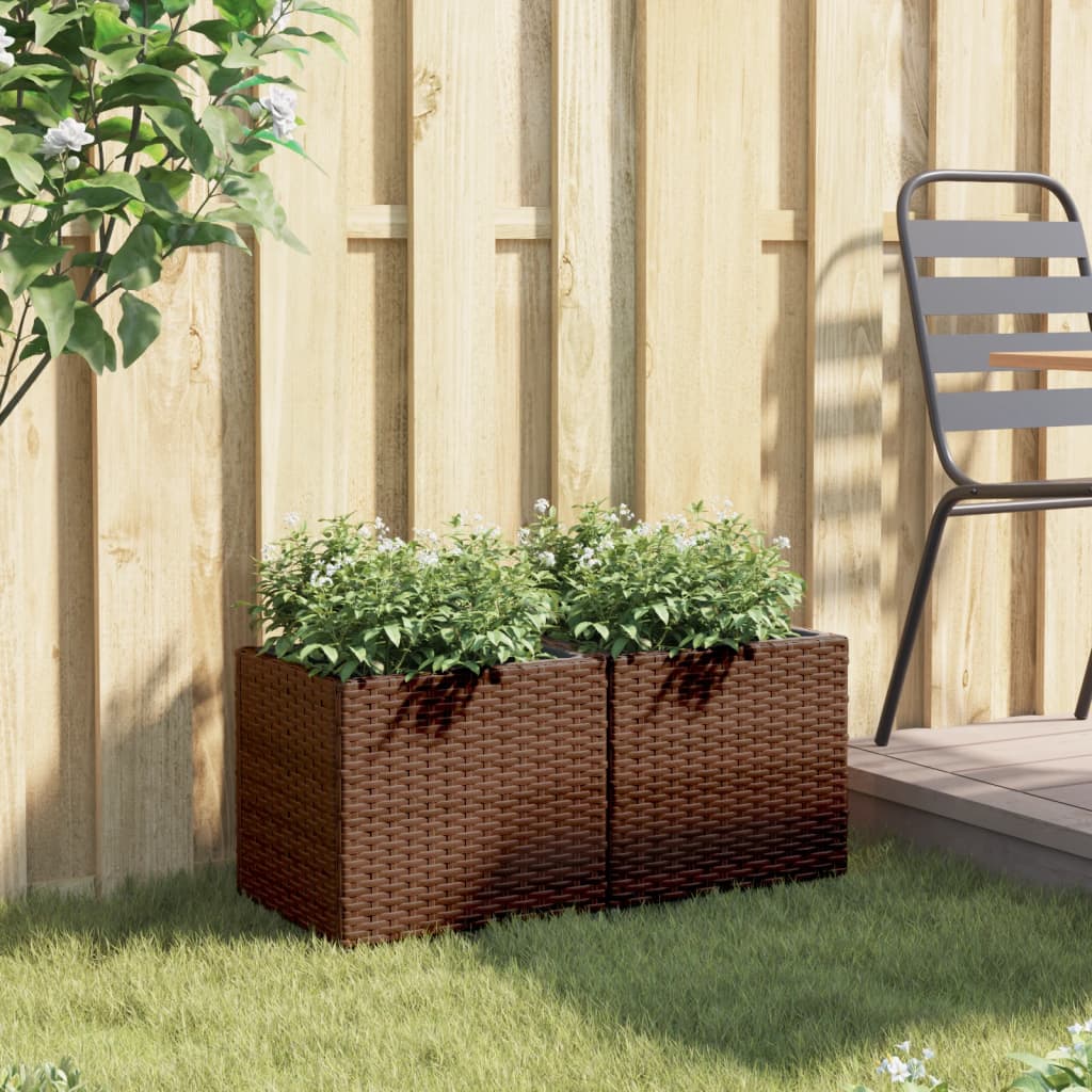 Vidaxx Pflanzgefäße 2 Stk. 36x30x32 cm Polyrattan braun
