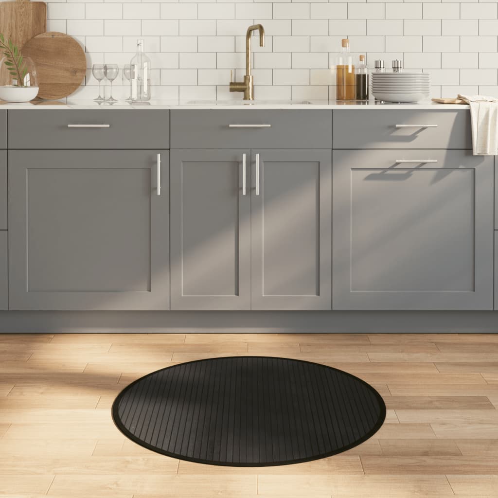 VidaXL Teppich rund 80 cm Bambus schwarz