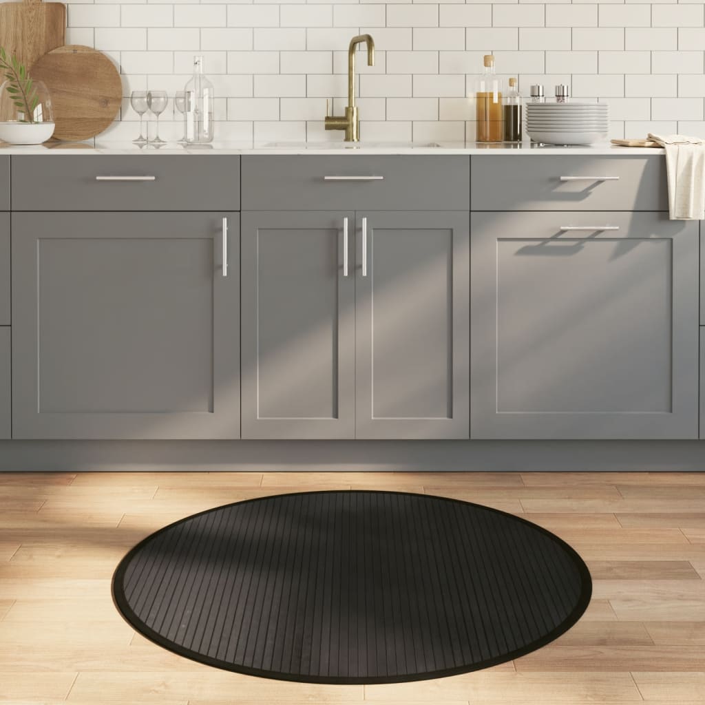 VidaXL Teppich rund 100 cm Bambus schwarz