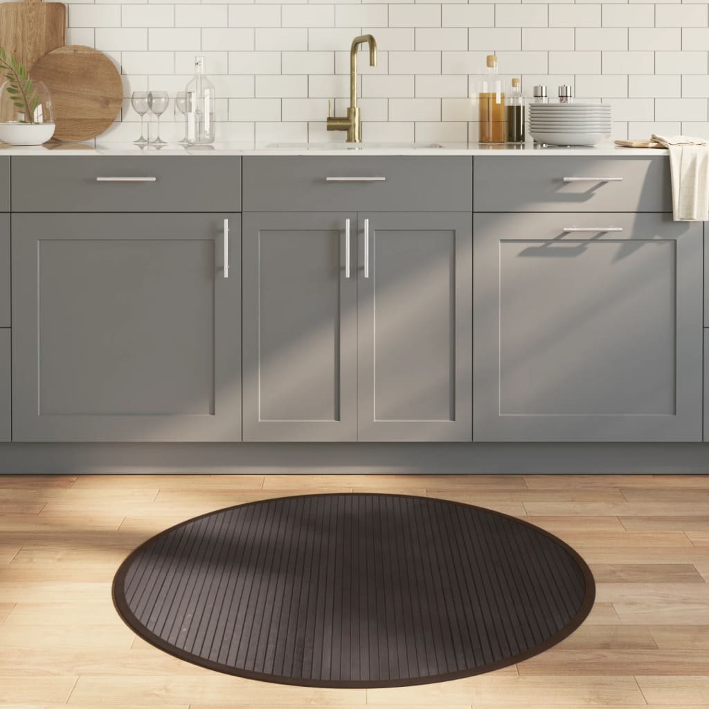 Vidaxl Teppich um 100 cm Bambus dunkelbraun