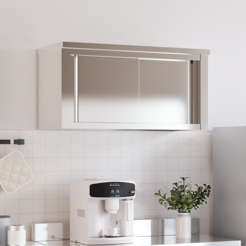 vidaXL Küchen-Wandschrank mit Schiebetüren Edelstahl