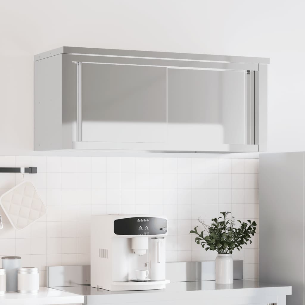 vidaXL Küchen-Wandschrank mit Schiebetüren Edelstahl