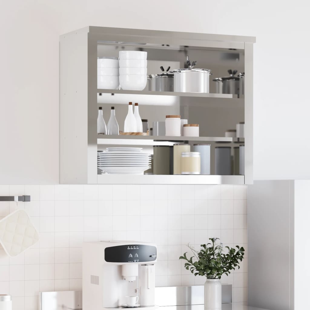 VidaXL Küchen-Wandschrank mit Regalen Edelstahl