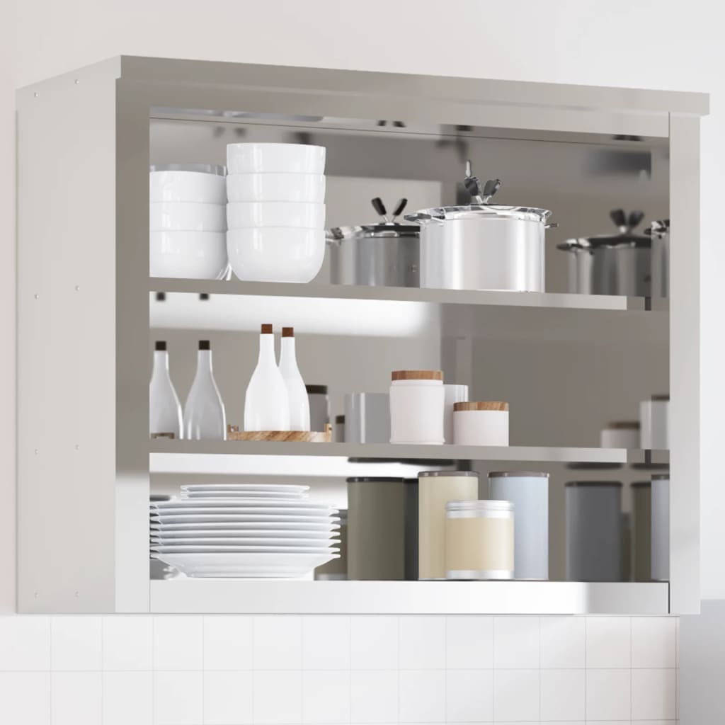 VidaXL Küchen-Wandschrank mit Regalen Edelstahl