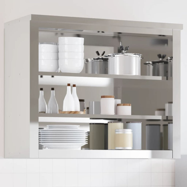 VidaXL Küchen-Wandschrank mit Regalen Edelstahl