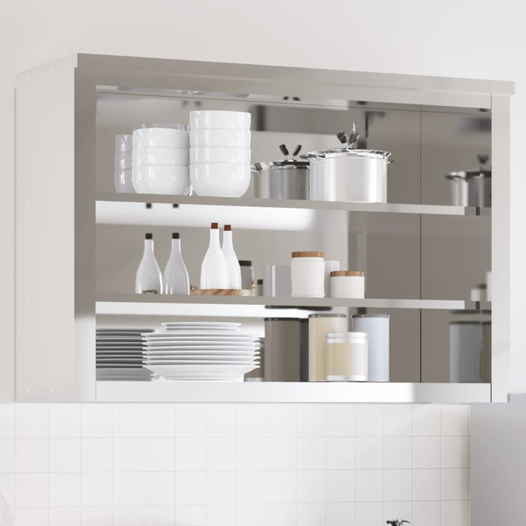 VidaXL Küchen-Wandschrank mit Regalen Edelstahl