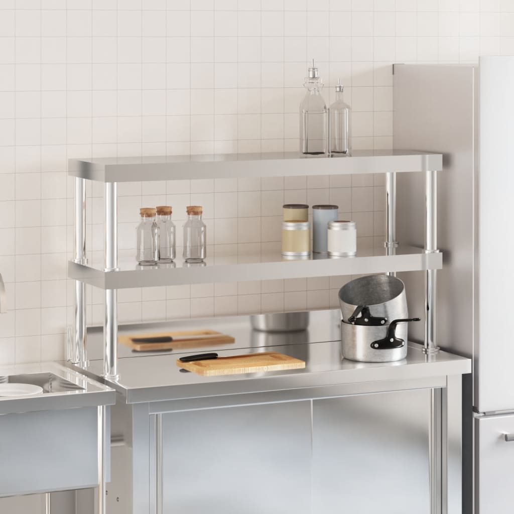 VIDAXL-Erhöhung für Arbeitstabelle 2-layer 110x30x65 cm Edelstahl