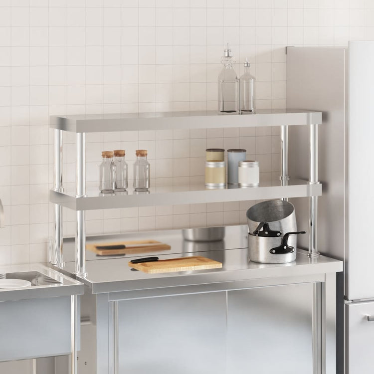 VIDAXL-Erhöhung für Arbeitstabelle 2-layer 110x30x65 cm Edelstahl