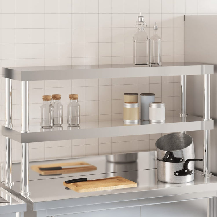 VIDAXL-Erhöhung für Arbeitstabelle 2-layer 110x30x65 cm Edelstahl