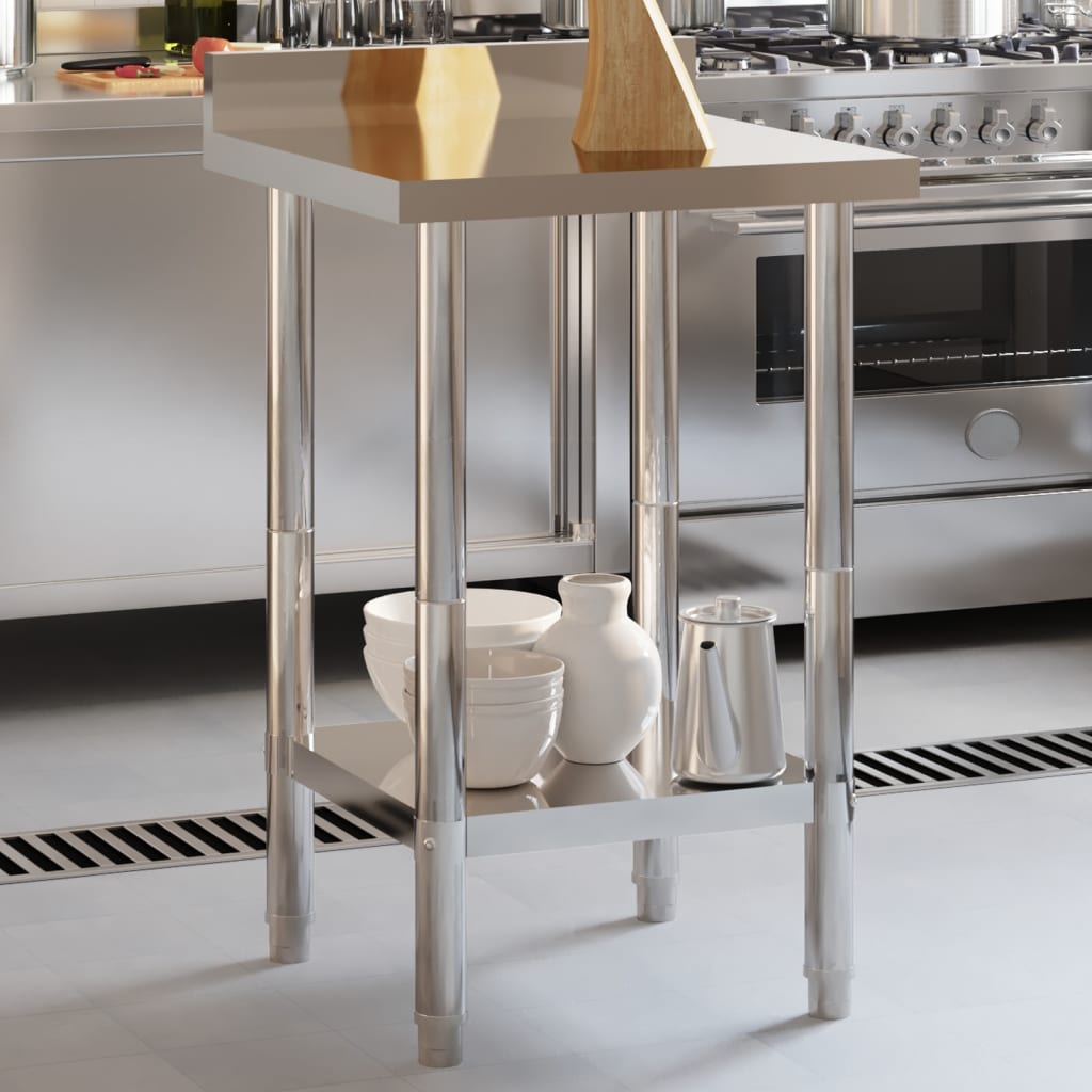 VIDAXL KISchenwork -Tisch mit Begrüßungsbildschirm 55 x 55 x 93 cm Edelstahl