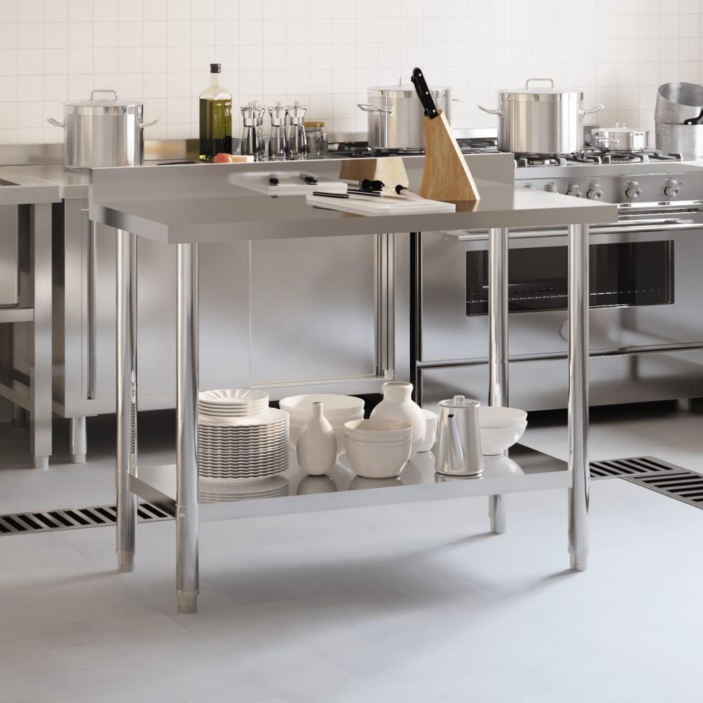 VIDAXL -Küchentisch mit Begrüßungsbildschirm 110 x 55 x 93 cm Edelstahl