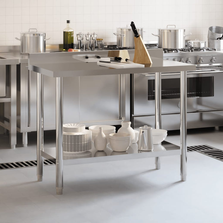 VIDAXL -Küchentisch mit Begrüßungsbildschirm 110 x 55 x 93 cm Edelstahl
