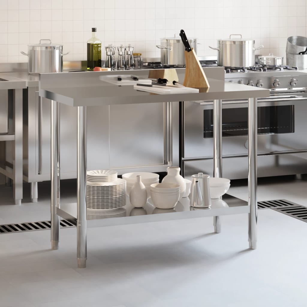 VIDAXL -Küchentisch mit Begrüßungsbildschirm 110 x 55 x 93 cm Edelstahl