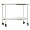 VIDAXL KISchenwork -Tisch mit Rädern 110 x 55 x 85 cm Edelstahl
