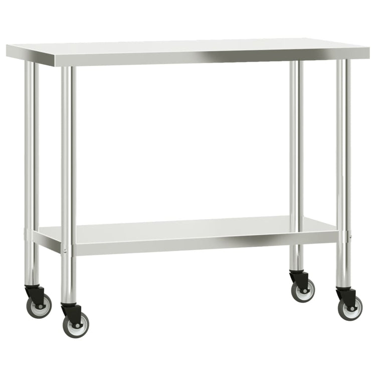VIDAXL KISchenwork -Tisch mit Rädern 110 x 55 x 85 cm Edelstahl
