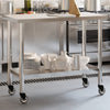 VIDAXL KISchenwork -Tisch mit Rädern 110 x 55 x 85 cm Edelstahl