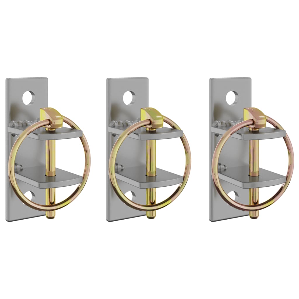 Vidaxl Eimer Haken 3 St. Wandmontage Stahl silberfarben und braun