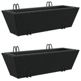 Vidaxl Pflanzer 2 STs mit Hooks Poly Rattan Black - afbeelding 2