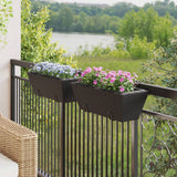 Vidaxl Pflanzer 2 STs mit Hooks Poly Rattan Black - afbeelding 3