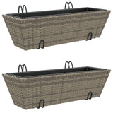 Vidaxl Pflanzer 2 ST mit Hooks Poly Rattan Grey - afbeelding 2