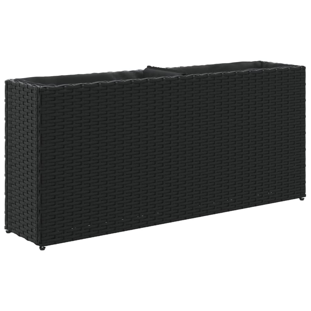 Vidaxx Pflanzgefäß mit 2 Töpfen 90x20x40 cm Polyrattan schwarz