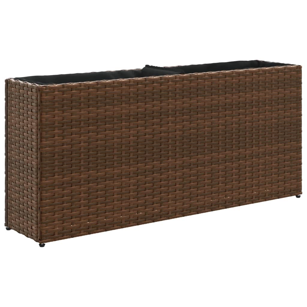 Vidaxx Pflanzgefäß mit 2 Töpfen 90x20x40 cm Polyrattan braun