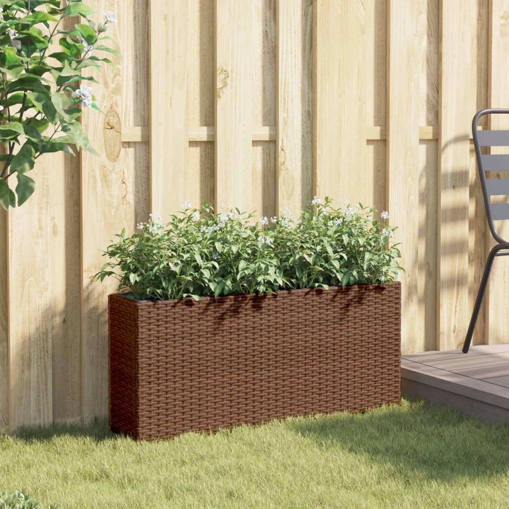 Vidaxx Pflanzgefäß mit 2 Töpfen 90x20x40 cm Polyrattan braun