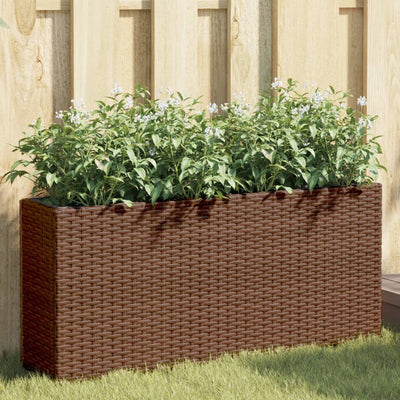 Vidaxx Pflanzgefäß mit 2 Töpfen 90x20x40 cm Polyrattan braun