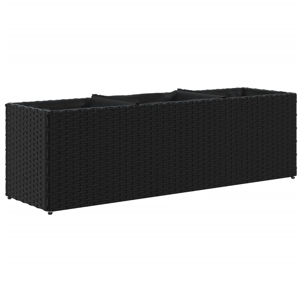 Vidaxx Pflanzgefäß mit 3 Töpfen 105x30x32 cm Polyrattan schwarz
