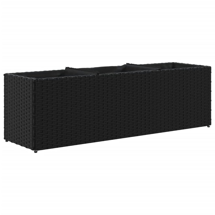 Vidaxx Pflanzgefäß mit 3 Töpfen 105x30x32 cm Polyrattan schwarz