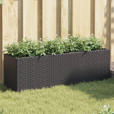 Vidaxx Pflanzgefäß mit 3 Töpfen 105x30x32 cm Polyrattan schwarz