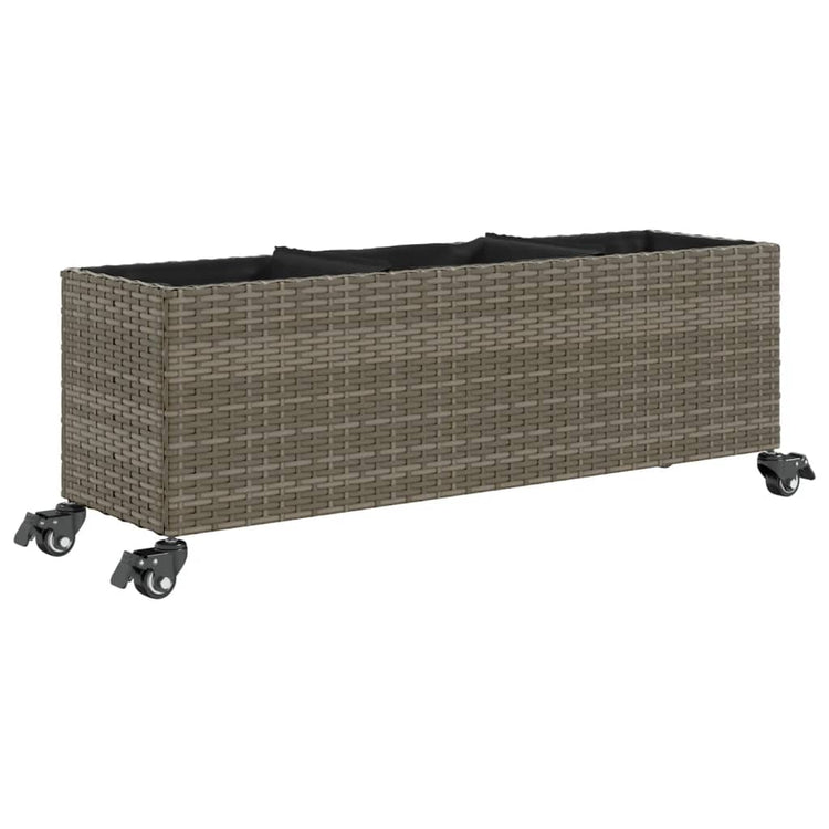 Vidaxx Pflanzgefäß mit Rädern 3 Töpfe 107x32x38 cm Polyrattan grau
