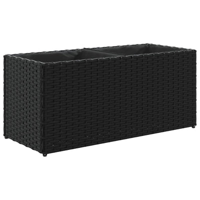 Vidaxx Pflanzgefäß mit 2 Töpfen 72x30x32 cm Polyrattan schwarz
