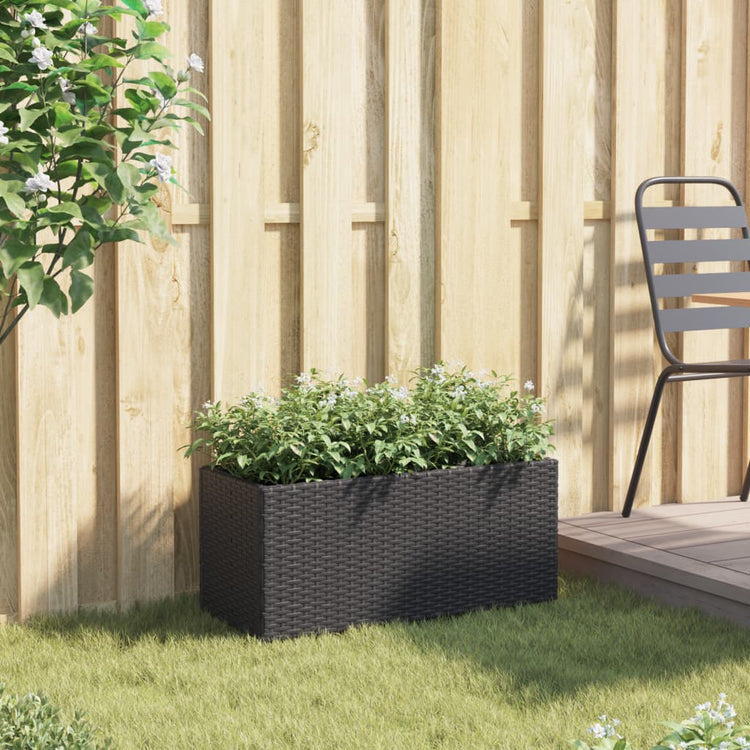 Vidaxx Pflanzgefäß mit 2 Töpfen 72x30x32 cm Polyrattan schwarz